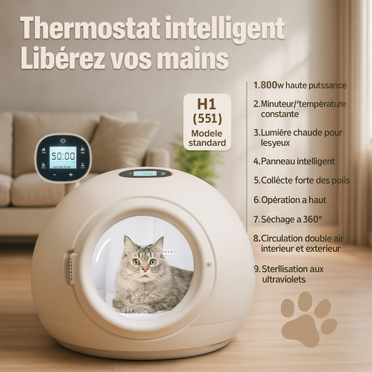 Boîte de Séchage Intelligente pour Animaux, Séchoir à Contrôle Automatique de la Température, Stérilisation à l'Eau, Anti-Froid, Équipement de Beauté, Chats et Chiens